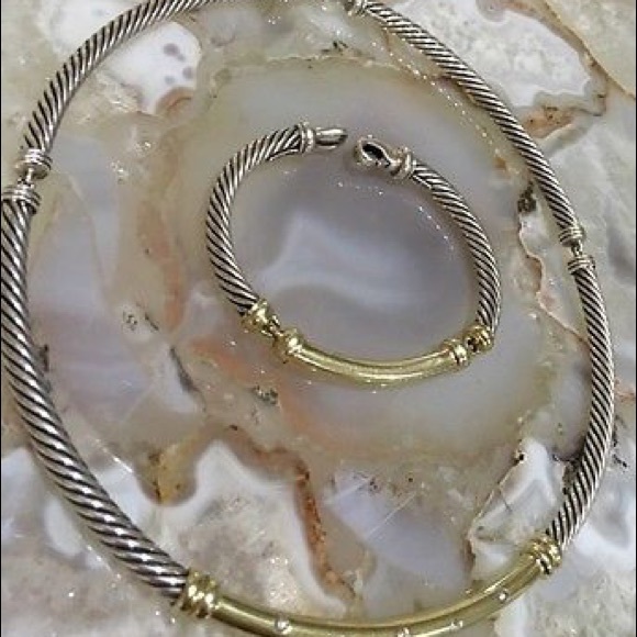 Pretty David Yurman Diamond Silver Gold Metro Set - Picture 8 of 8